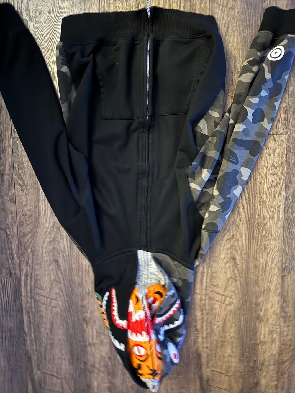 Bape color camo tiger shark full zip up double hoodie